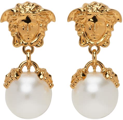 18k gold versace earrings|pearl earrings designs in gold.